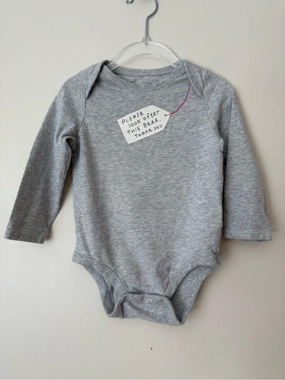 GAP Baby Paddington Please Look After This Bear Gray Long Sleeve Bodysuit